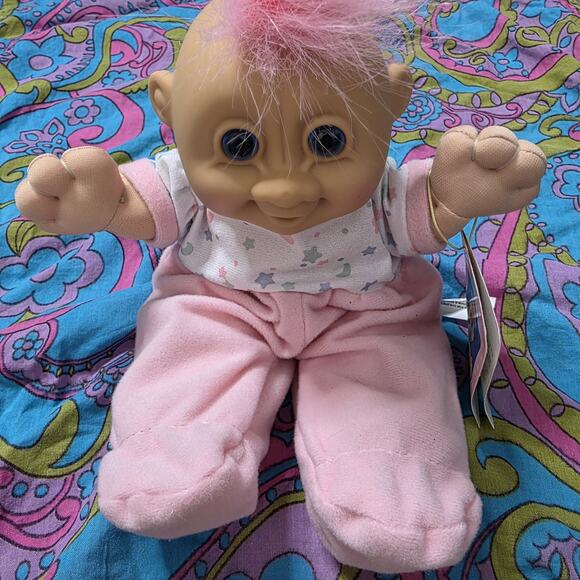 Russ Troll Kidz “Gaa Gaa” Baby Troll Doll NWT 1990s Pink Outfit - Picture 2 of 9